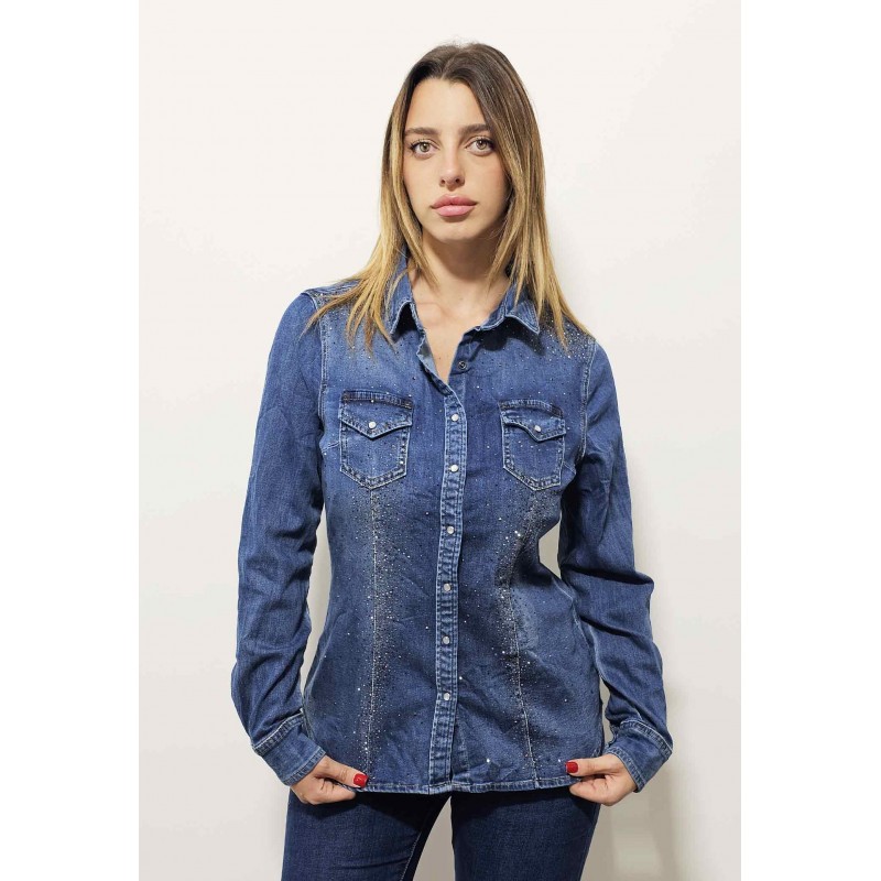 CAMICIA JEANS CON STRASS