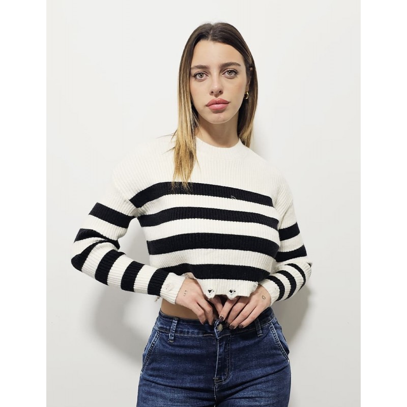 pullover crop rigato vari colori